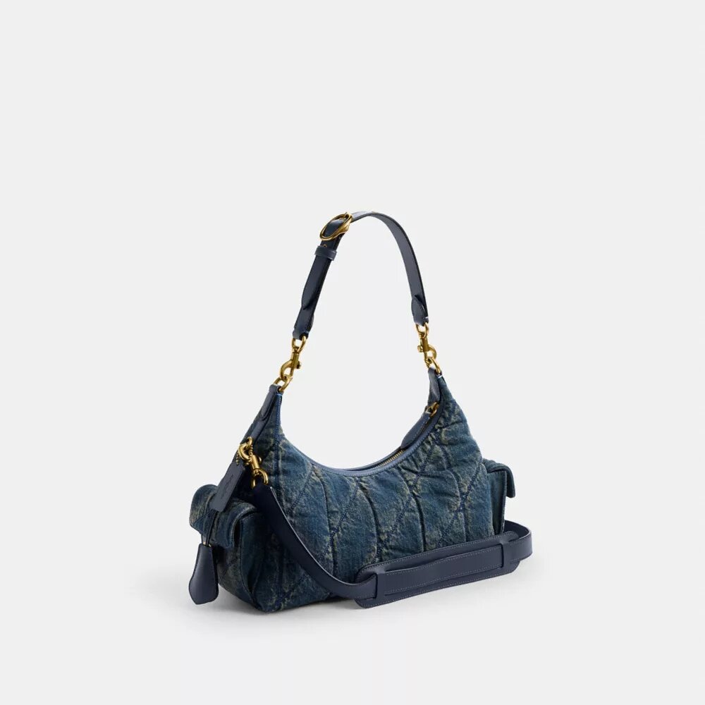 Pocket Juliet Bag 30 in Regenerative Cotton Denim with Quilting