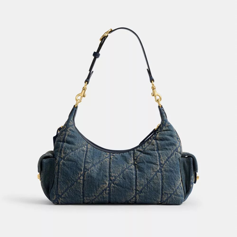 Pocket Juliet Bag 30 in Regenerative Cotton Denim with Quilting