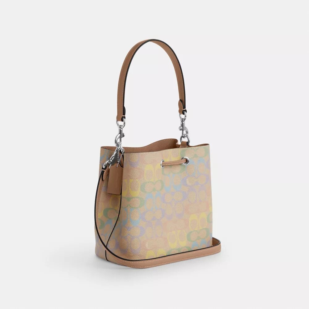 Rowan Bucket Bag in Rainbow Signature Canvas