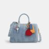 Rowan Large Satchel Bag in Loved Denim with Charms