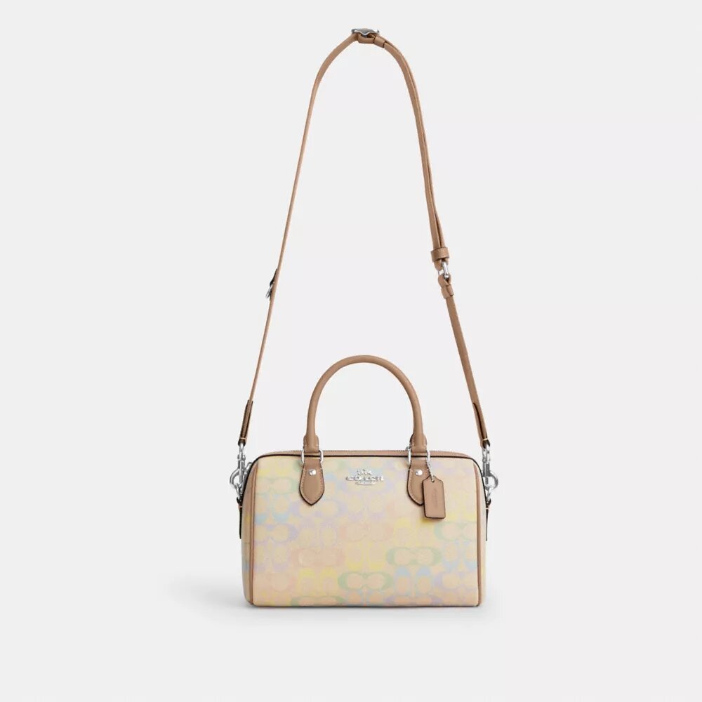 Rowan Satchel Bag in Rainbow Signature Canvas