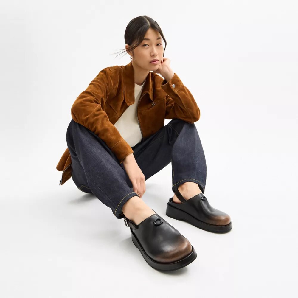 Sculpted C Platform Clog in Loved Leather