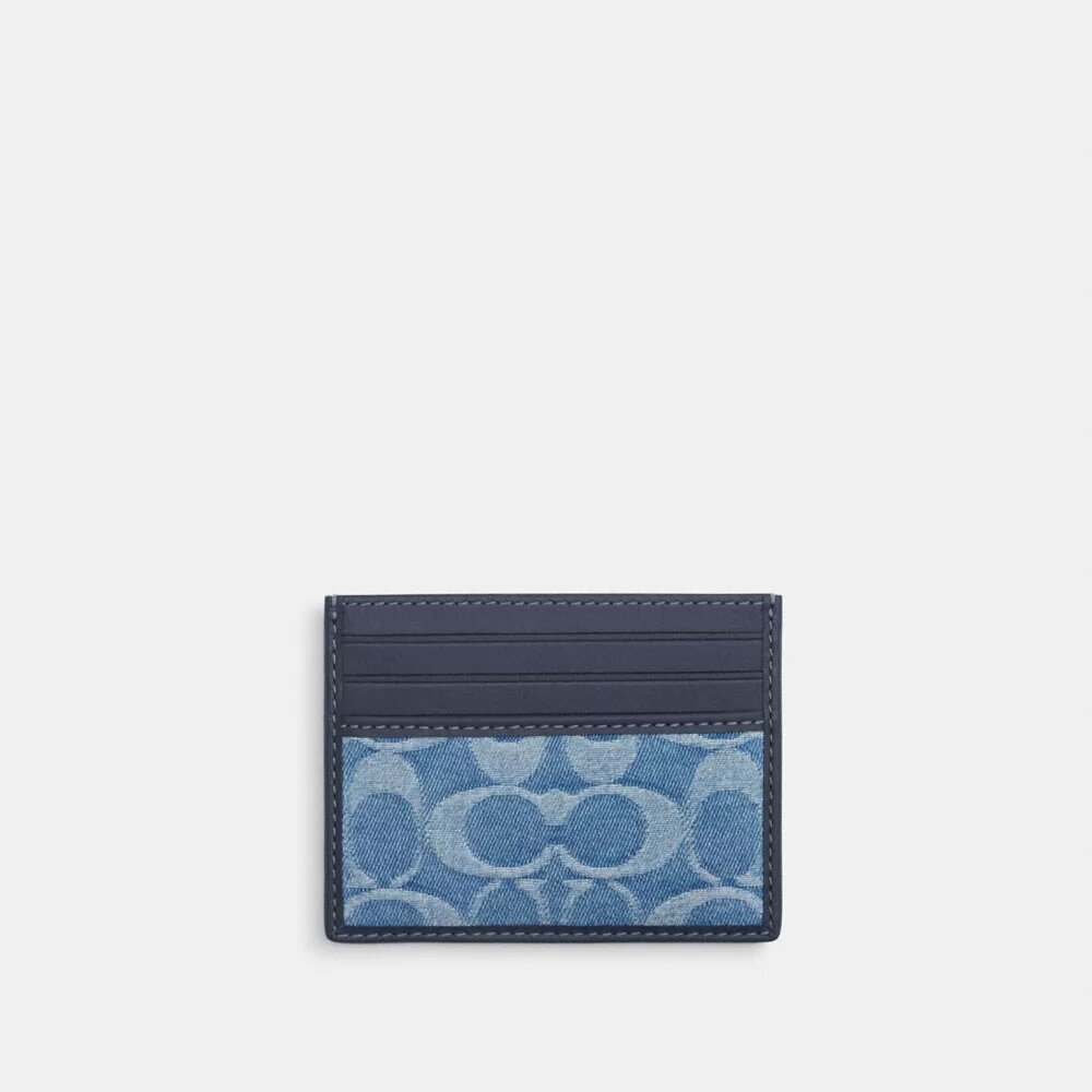 Slim Id Card Case in Signature Denim