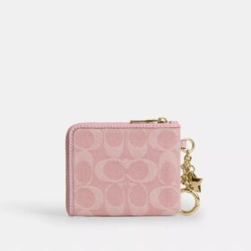 Small Corner Zip Wallet in Signature Denim with Charms