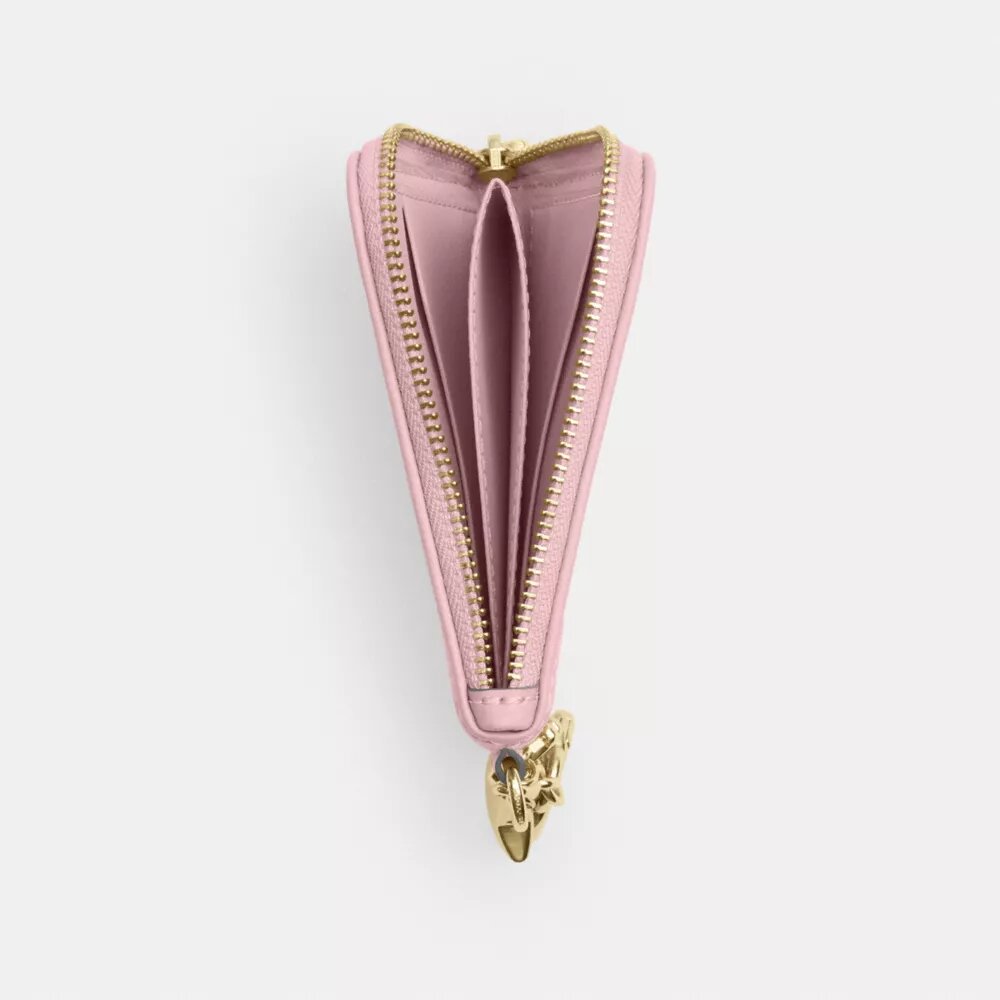Small Corner Zip Wallet in Signature Denim with Charms