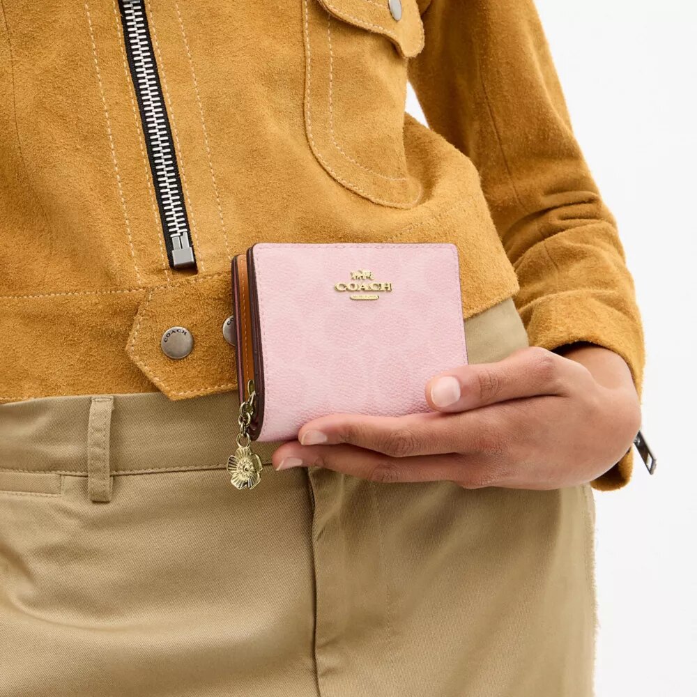 Snap Wallet in Signature Canvas with Charm