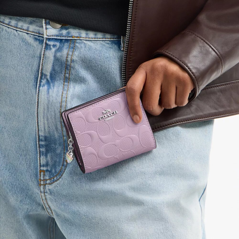 Snap Wallet in Signature Leather with Heart Charm