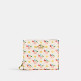 Snap Wallet with Floral Print and Charm