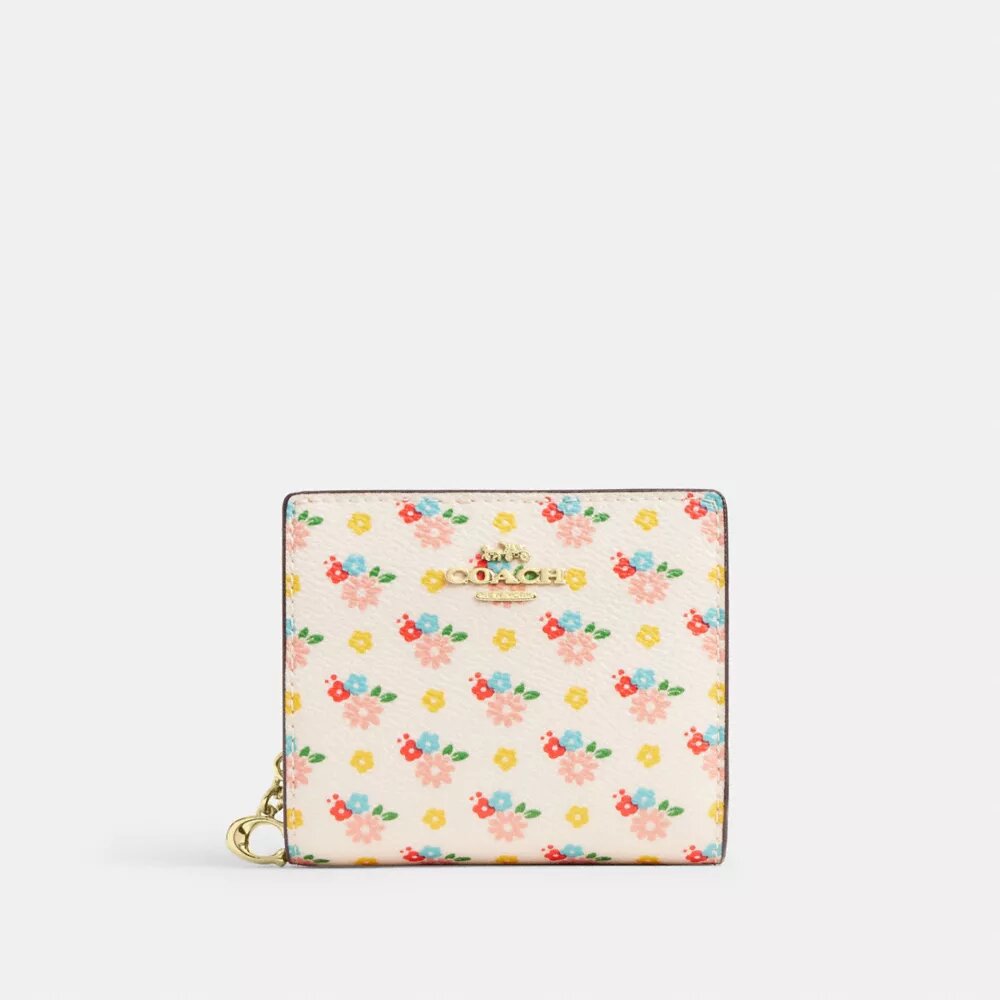 Snap Wallet with Floral Print and Charm