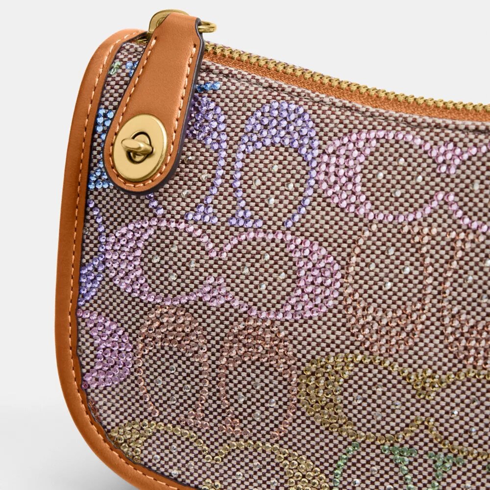 Swinger Bag 20 with Chain in Crystal Signature Jacquard
