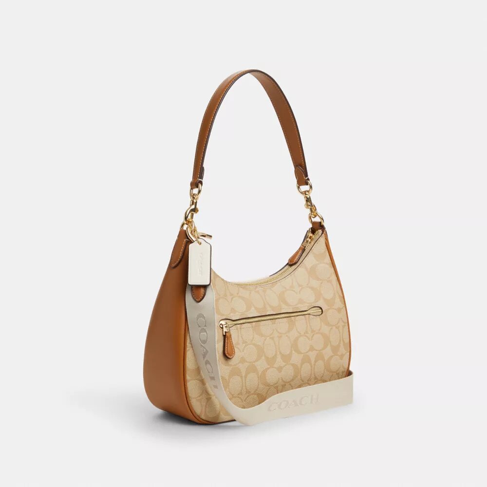 Teri Hobo Bag in Signature Canvas with Stripe