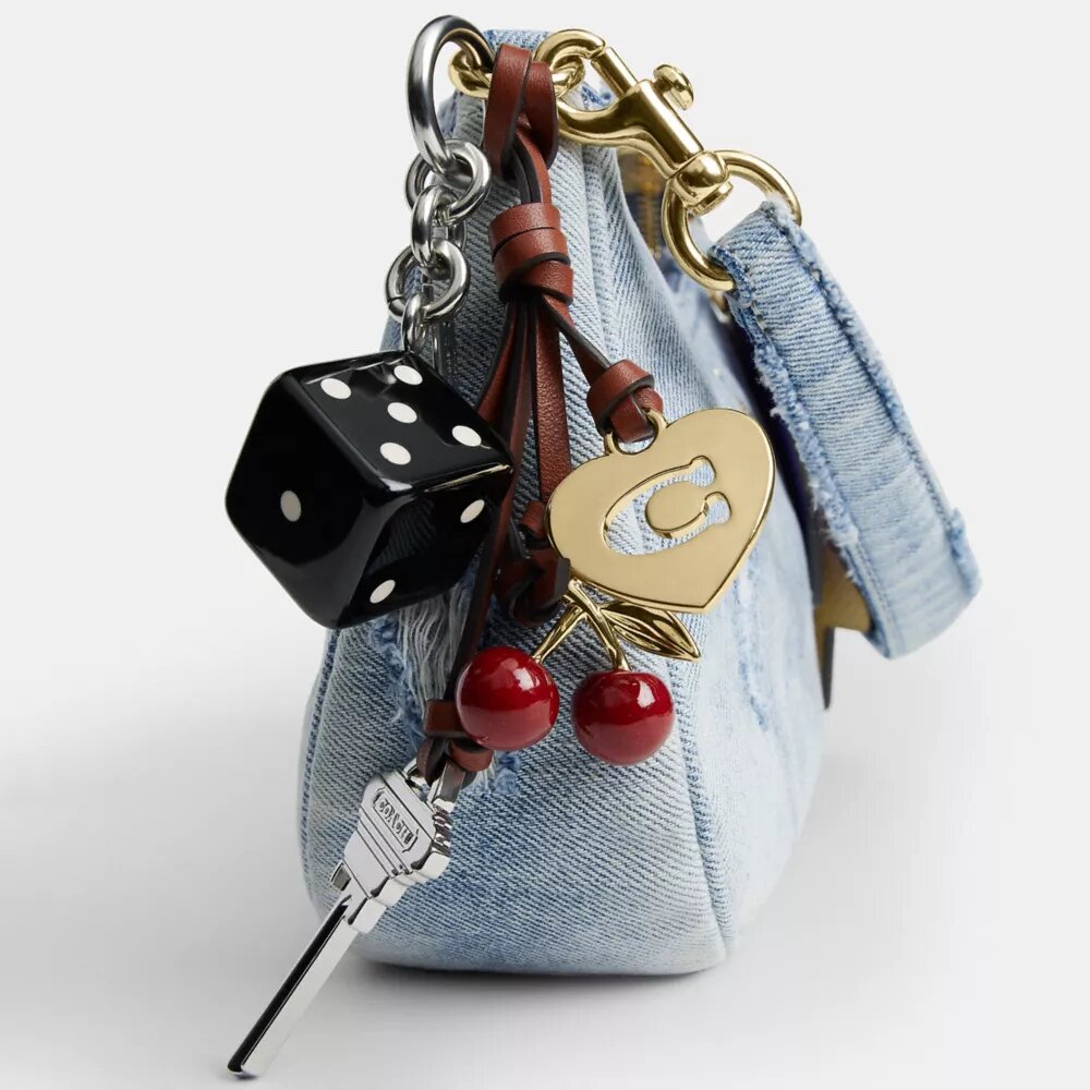 Teri Shoulder Bag in Loved Denim with Charms