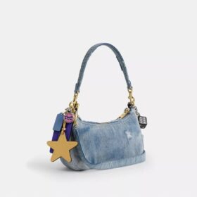 Teri Shoulder Bag in Loved Denim with Charms