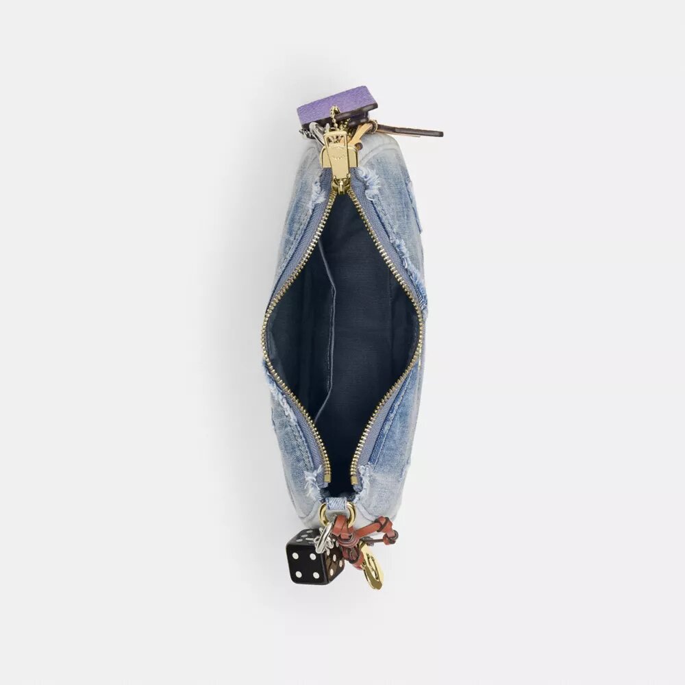 Teri Shoulder Bag in Loved Denim with Charms