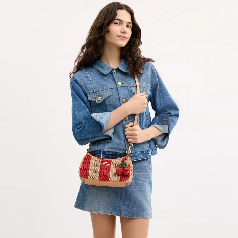 Teri Shoulder Bag with Stripes and Charm