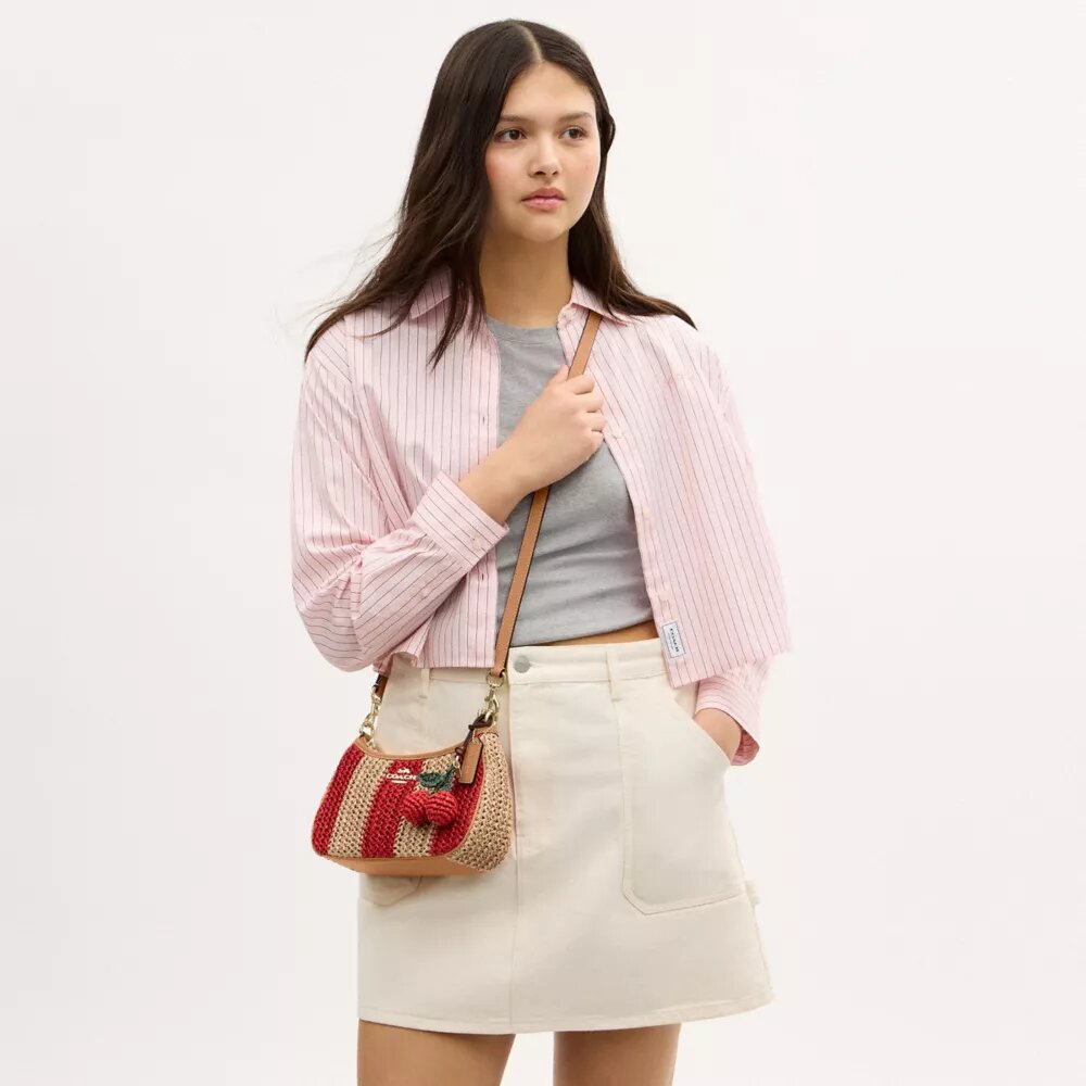 Teri Shoulder Bag with Stripes and Charm