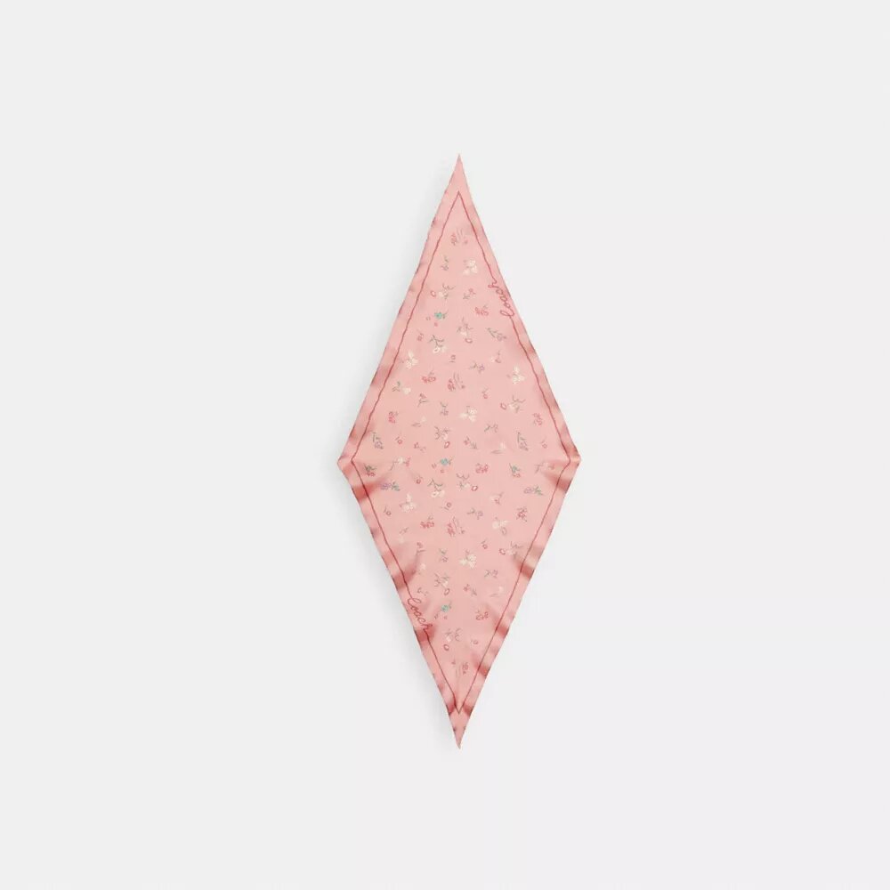 Tossed Floral Print Silk Diamond Scarf