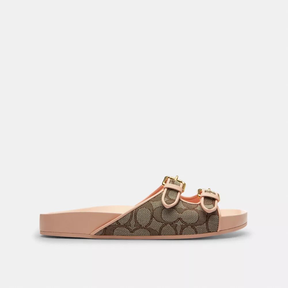 Two Band Buckle Sandal in Signature Jacquard