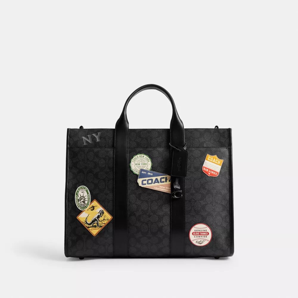 Wesley Tote in Signature Canvas with Patches