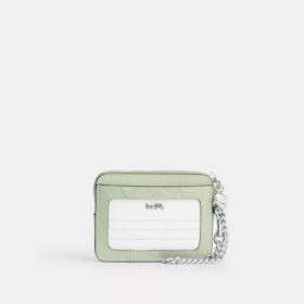 Zip Card Case in Signature Leather with Heart Charm